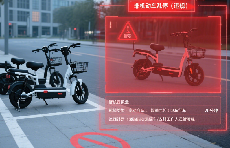 多模态融合非机动车乱停识别与动态决策服务
